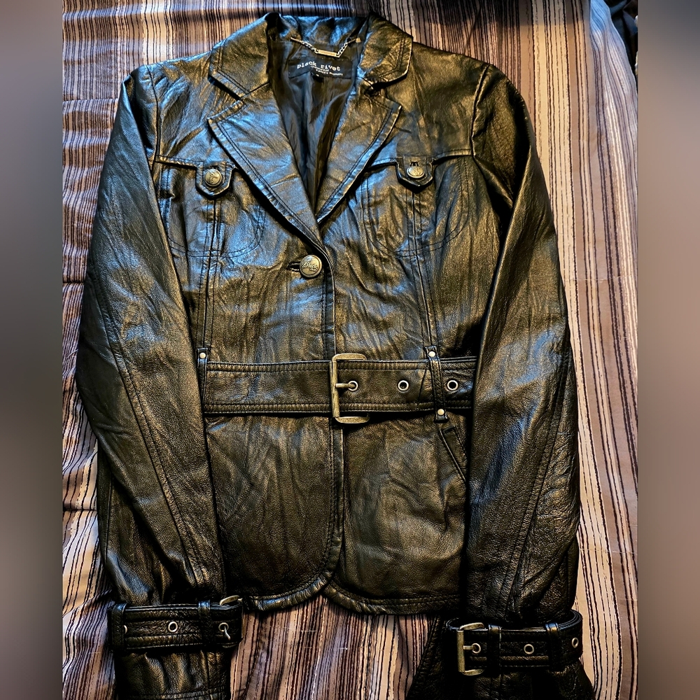 Black Rivet Dark Leather Jacket
